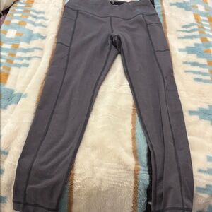 Gray Athletic Leggings with Contrast Stitching